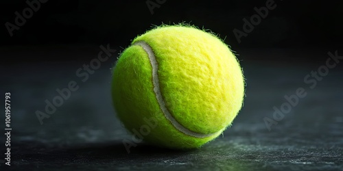 Close-up of a Yellow Tennis Ball on a Dark Background