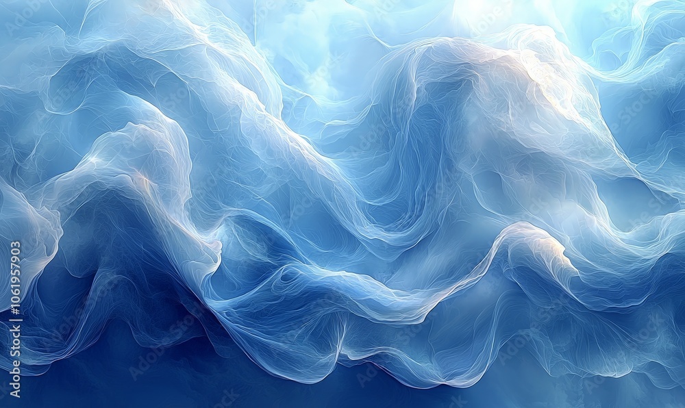 Ethereal blue waves of soft, flowing textures resembling clouds or water. Ethereal blue waves of soft, flowing textures resembling clouds or water.