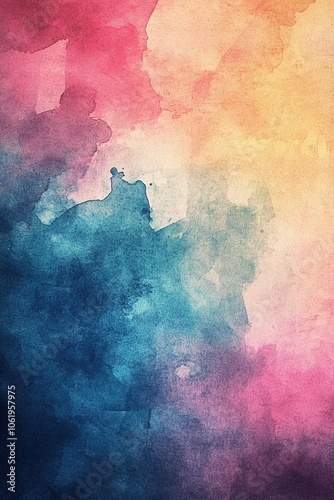 Abstract watercolor splash in blue and pink hues