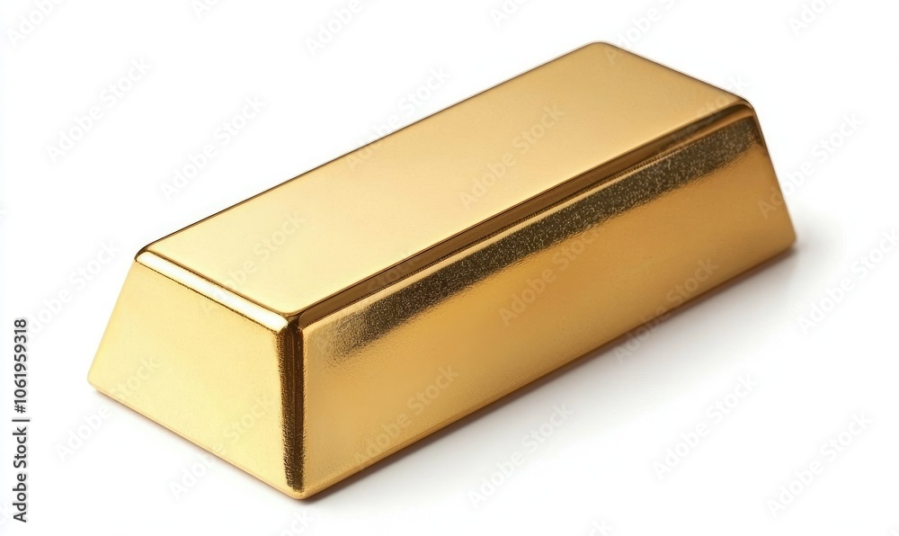 Shiny gold bar isolated on a white background, symbolizing wealth, investment, and financial security. Shiny gold bar isolated on a white background, symbolizing wealth, investment, and financial security.