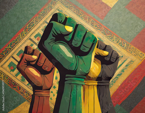 Vibrant Firefly Black History Month banner celebrating African heritage and empowerment. Generative AI