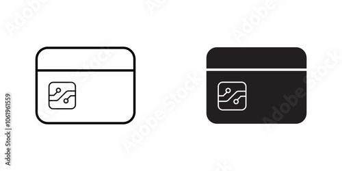 Chip Card Icon set with Embedded Chip, Highlighting Secure EMV Transactions, Enhanced Payment Security, and Digital Finance