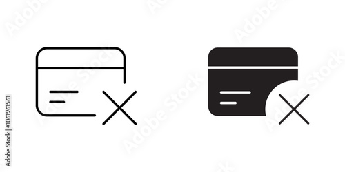Card Decline Icon, Crossed-Out Credit Card Illustration, Declined Transactions, Payment Failure Concept, Insufficient Funds Symbol