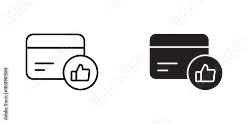 Card Approval Icon set Featuring Thumbs-Up with Credit Card, Symbolizing Approved Transactions, Positive Financial Decisions, and Credit Acceptance