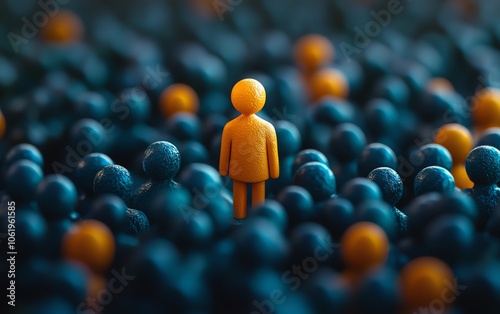 A confident figure standing tall among a diverse crowd, symbolizing business leadership and the essence of success