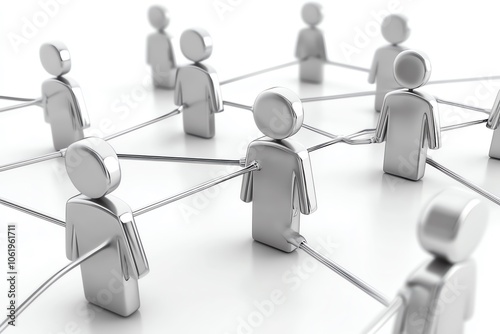 Réseau social illustré par des figurines argentées interconnectées. photo