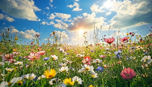 Wildflower Meadow on a Sunny Day, Celebrating Naturea??s Diversity photo