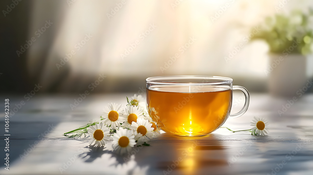 Chamomile tea with copy space Chamomile tea with copy space