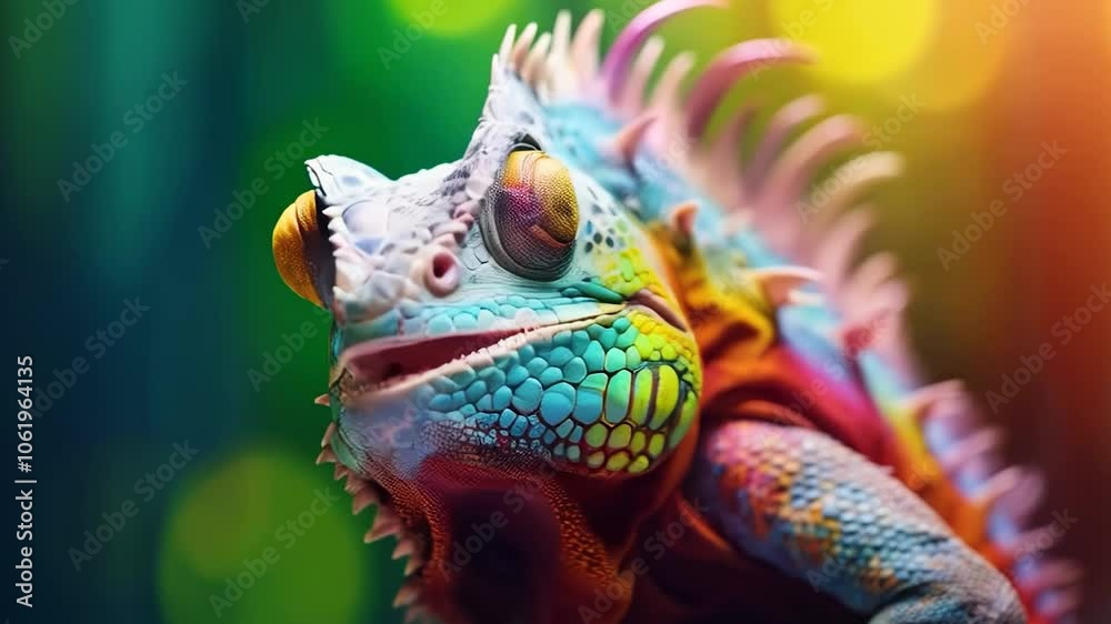Colorful chameleon portrait close up vibrant reptile exotic animal pet wildlife nature photography detailed skin texture