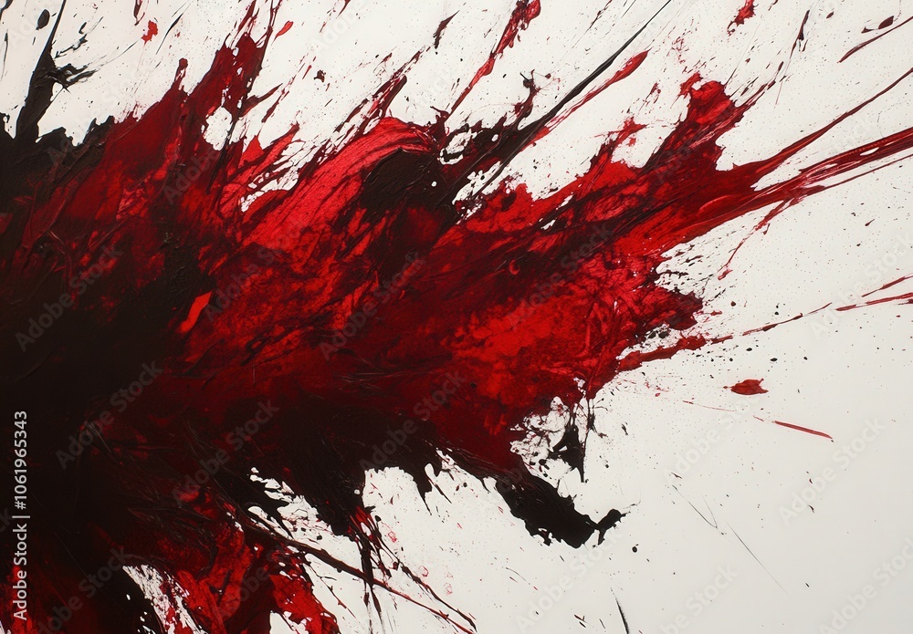 Abstract expressionist painting with dramatic red and black brushstrokes Abstract expressionist painting with dramatic red and black brushstrokes