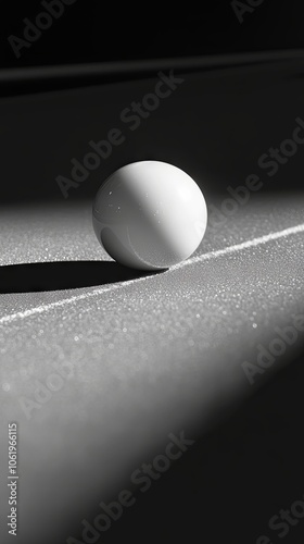 Single White Pool Ball on a Green Felt Table