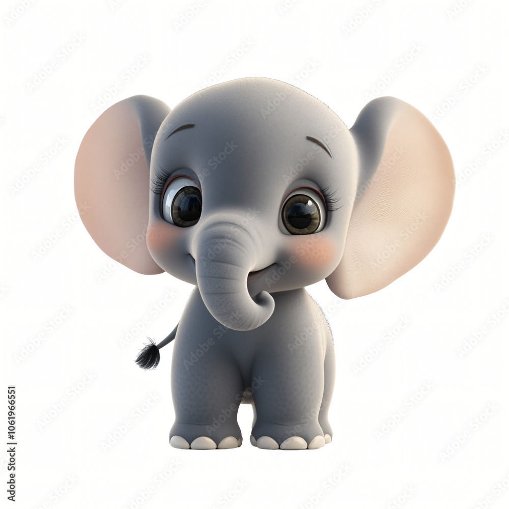 Obraz premium Cheerful 3D Cartoon Elephant in Fun Wildlife Scene