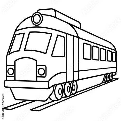 train vector hand-drawn vector illustration Isolated white background.