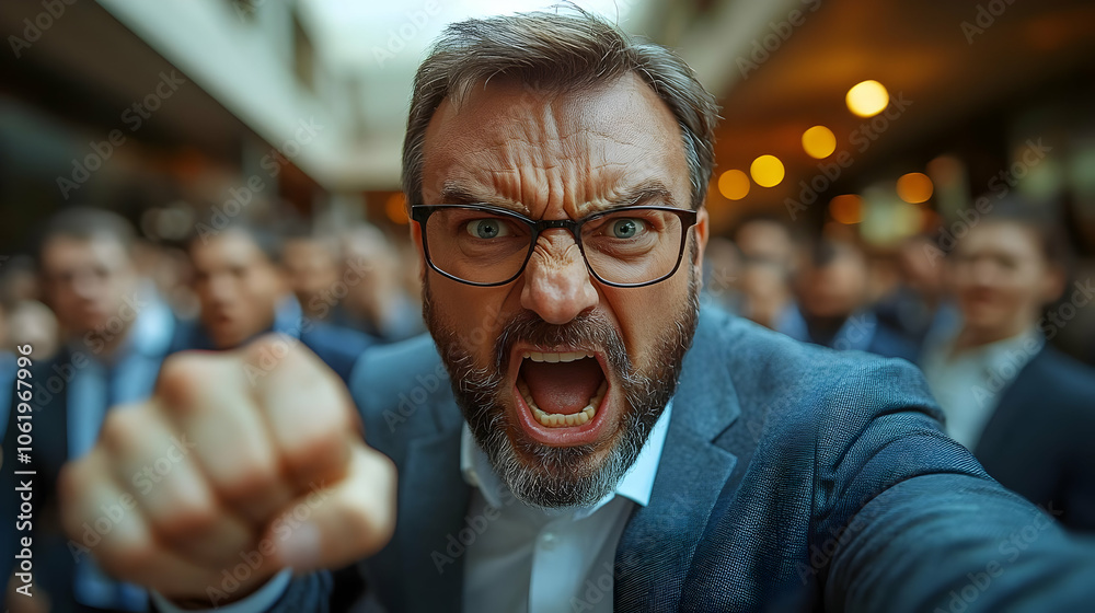 Angry Man In Suit Shouting Close Up Photo Angry Man In Suit Shouting Close Up Photo