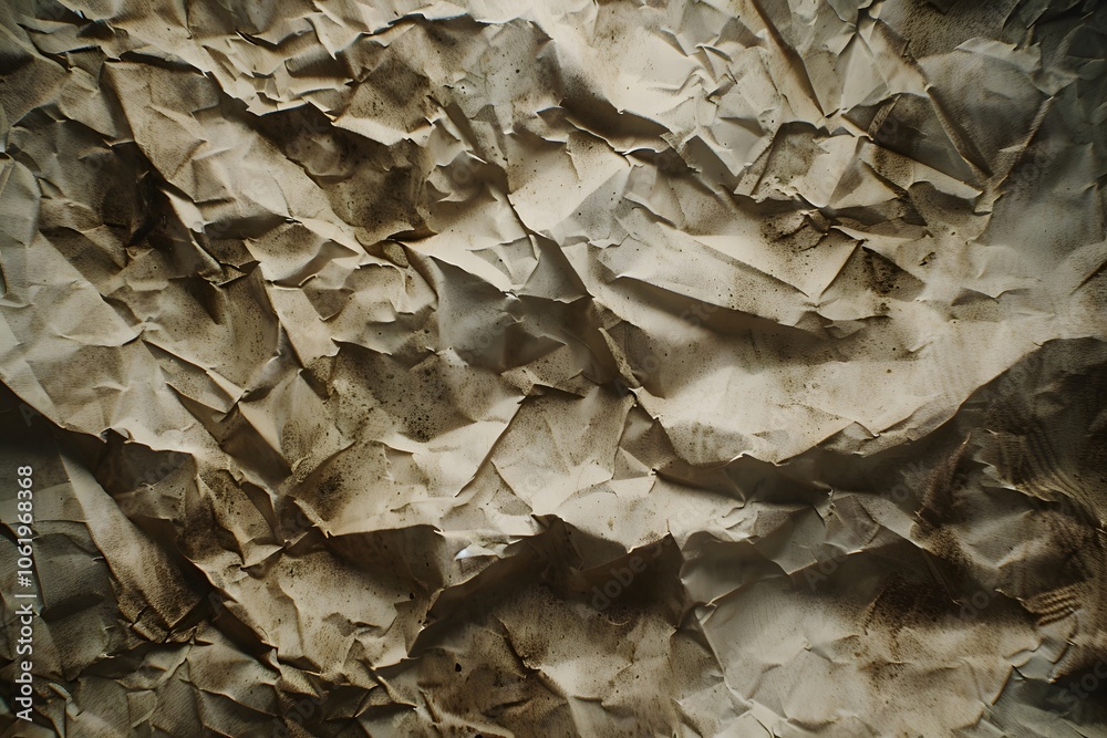 Close-up of crumpled paper texture showing sharp folds and creases for a unique, dynamic visual impact. Close-up of crumpled paper texture showing sharp folds and creases for a unique, dynamic visual impact.