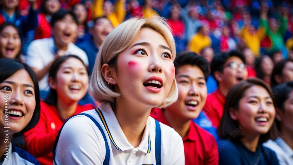Astonished Korean Student with Blush Expression Astonished Korean Student with Blush Expression