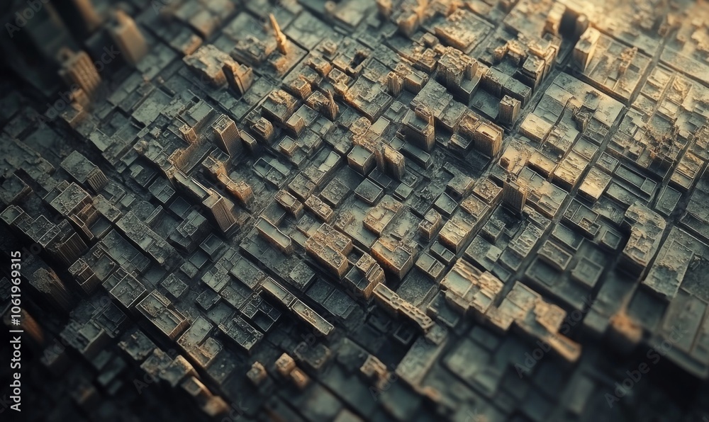 Aerial view of a dense city grid with diverse architectural styles, urban complexity, 3D illustration Aerial view of a dense city grid with diverse architectural styles, urban complexity, 3D illustration