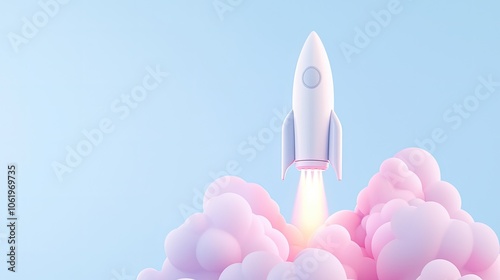 Soaring Rocket Launching Through Vibrant Clouds