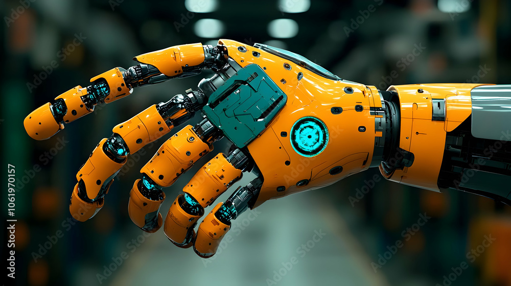 Orange and Teal Robotic Hand 3D Illustration Orange and Teal Robotic Hand 3D Illustration