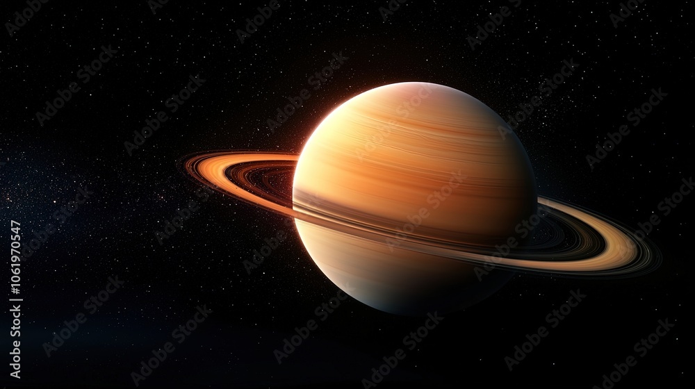 Fototapeta premium Majestic Saturn Surrounded by Stars in Space