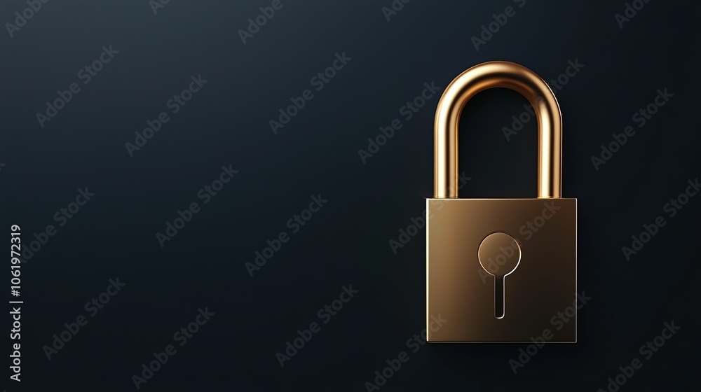 Secure Gold Lock on a Dark Background Secure Gold Lock on a Dark Background