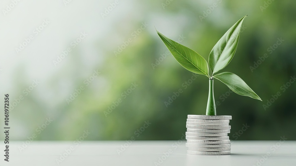 Growing Investment Concept with Coins and Plant Growing Investment Concept with Coins and Plant
