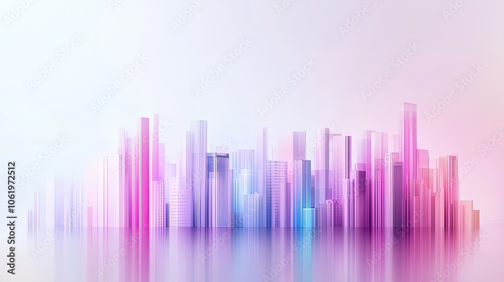 Futuristic City Skyline in Vibrant Pastel Colors Futuristic City Skyline in Vibrant Pastel Colors