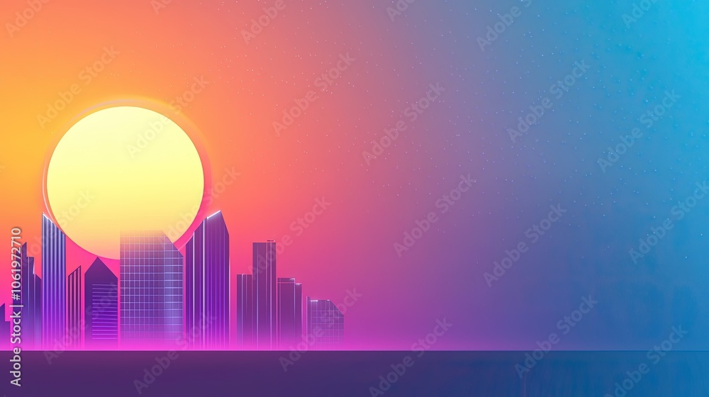 Vibrant Sunset Over a Modern City Skyline Vibrant Sunset Over a Modern City Skyline