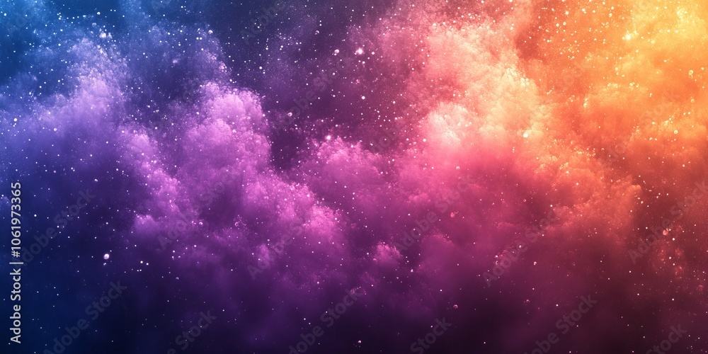 Naklejka premium Purple orange blue pink grainy gradient background abstract poster design noise texture copy space, Generative AI