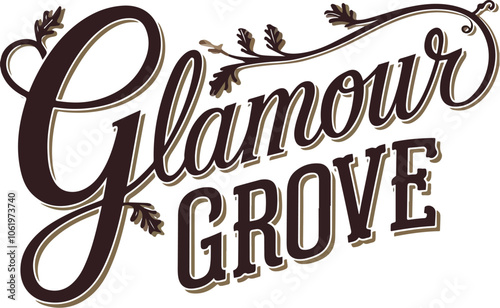 Cute feminine and typography fashion logo called glamour Grove. Generative AI.