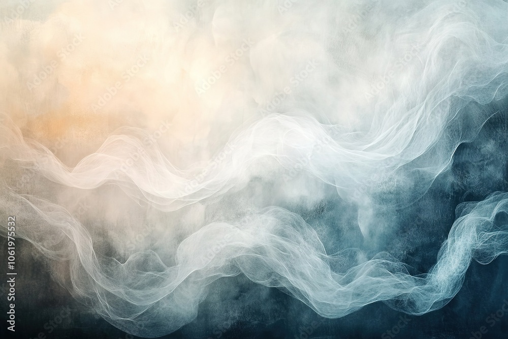 Ethereal smoke waves in blue and orange hues Ethereal smoke waves in blue and orange hues