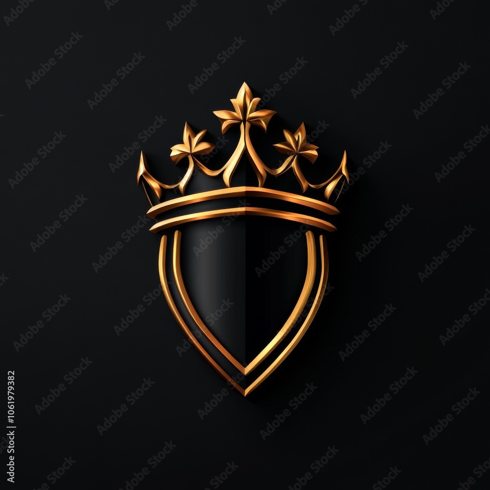 A shiny gold crown logo on a black background, combining elegance with a royal theme, perfect for branding or design purposes. A shiny gold crown logo on a black background, combining elegance with a royal theme, perfect for branding or design purposes.