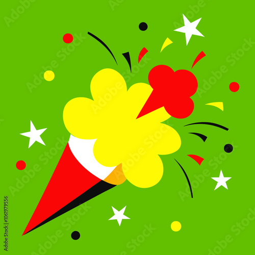 Party Popper Explosion vector art illustration 