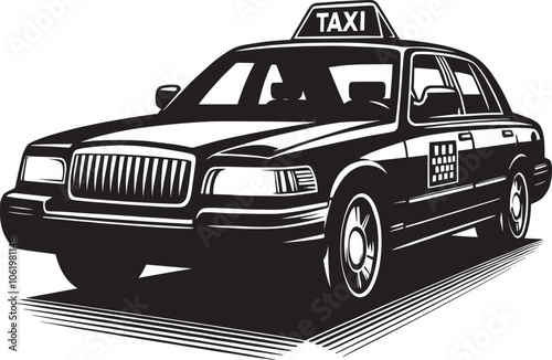 Taxi cab car silhouette vector illustration isolated on a white background