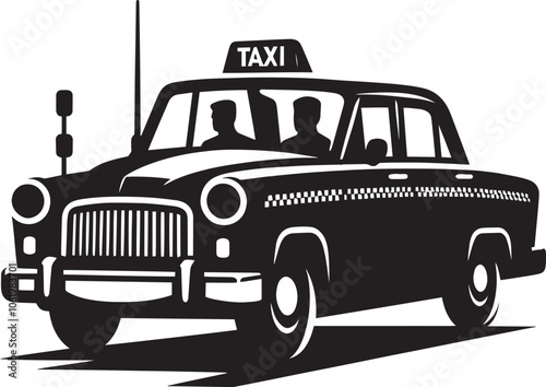 Taxi cab car silhouette vector illustration isolated on a white background