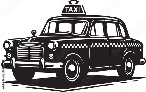 Taxi cab car silhouette vector illustration isolated on a white background