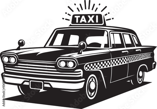Taxi cab car silhouette vector illustration isolated on a white background