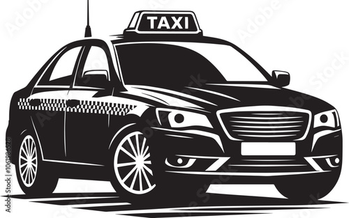 Taxi cab car silhouette vector illustration isolated on a white background