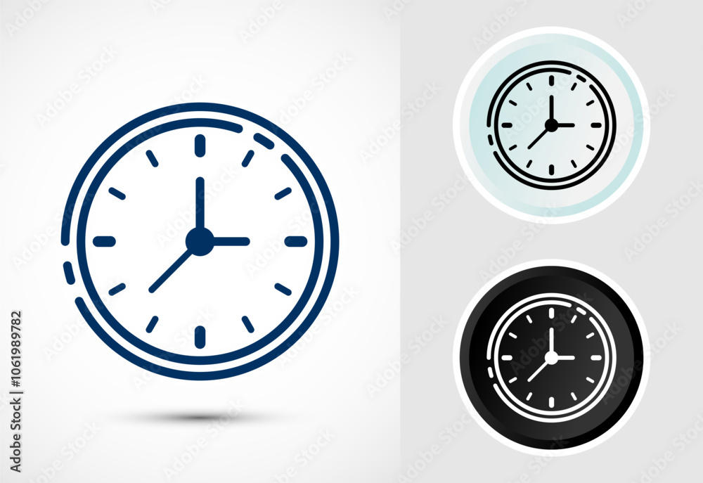 Clock Icon Design Illustration, Watch Icon For Apps and Websites, Color, Black and White Clock Icon Design Illustration, Watch Icon For Apps and Websites, Color, Black and White