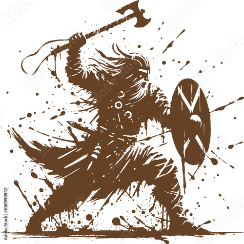 Norse Fury A Dynamic Viking Warrior Illustration