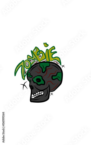 funny monster skullhead and text zombie