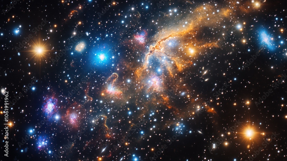 Stunning cosmic view of a vibrant nebula filled with stars. Stunning cosmic view of a vibrant nebula filled with stars.