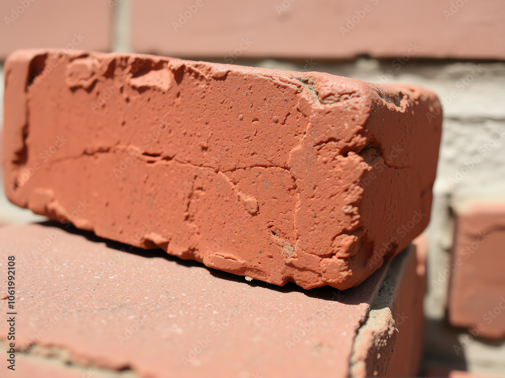 single brick rests atop a sturdy brick wall, showcasing the texture and color of the materials used in construction single brick rests atop a sturdy brick wall, showcasing the texture and color of the materials used in construction