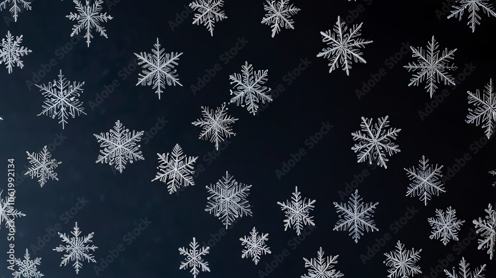 A minimalist design featuring white snowflakes on a dark blue background. Perfect for winter, holiday, and Christmas designs.