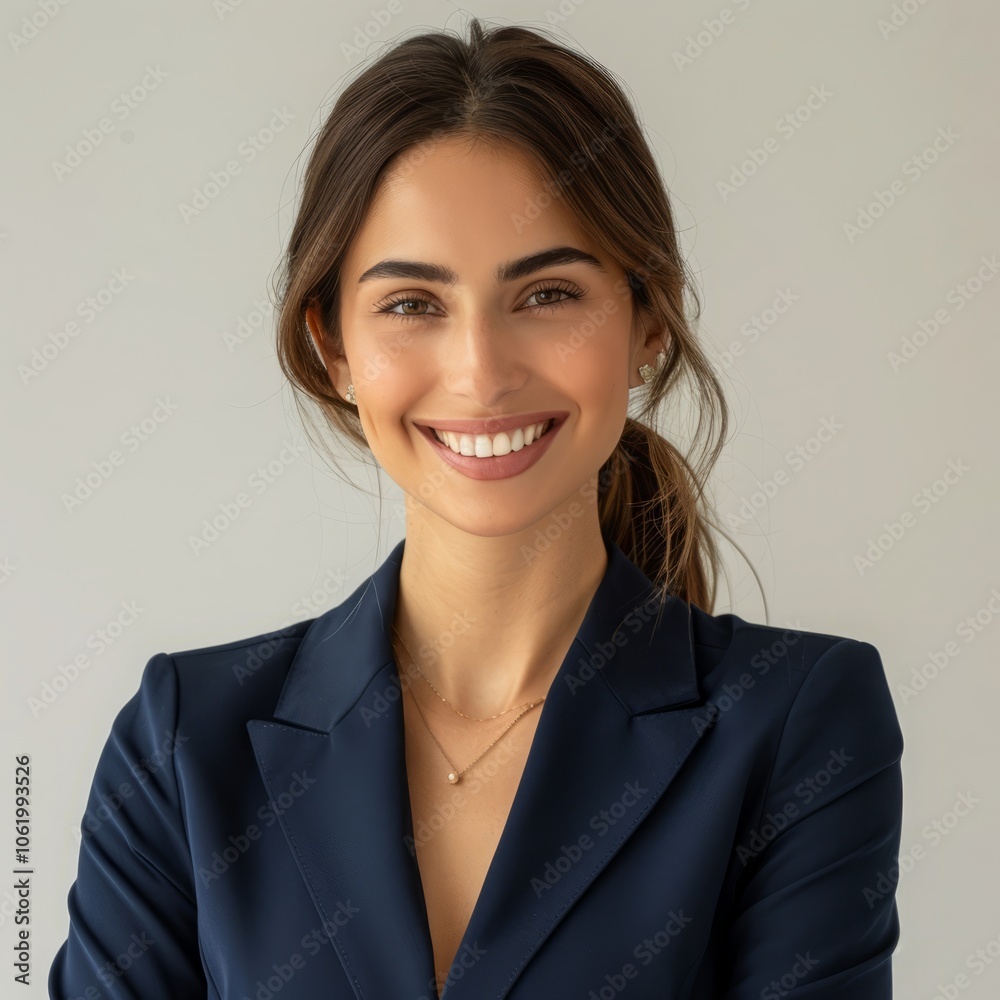 smiling woman in formal suit. smiling woman in formal suit.