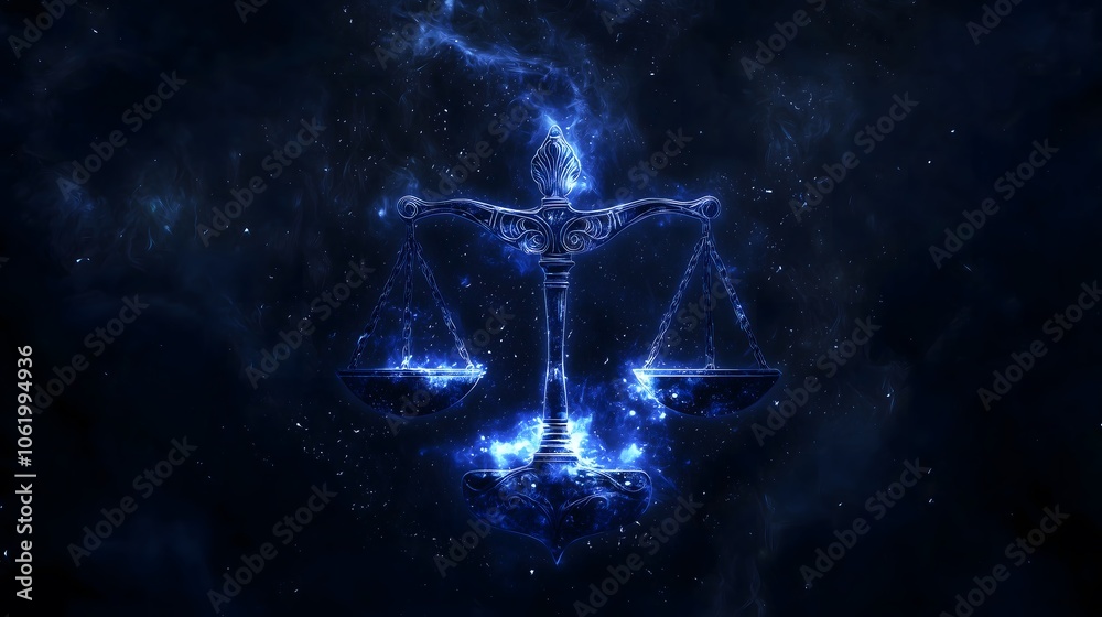 Fototapeta premium The cosmic balance exploring the symbolism of justice and fairness in the universe's infinite depths