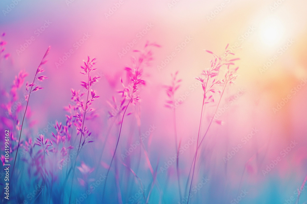 Dreamy wild grasses in pink and purple sunset light
Dreamy wild grasses in pink and purple sunset light