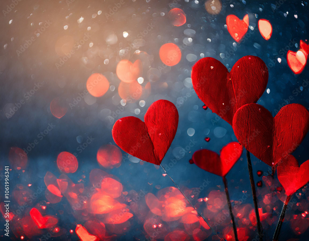 Beautiful abstract panorama featuring red hearts for a romantic Valentine's Day theme. Generative AI Beautiful abstract panorama featuring red hearts for a romantic Valentine's Day theme. Generative AI
