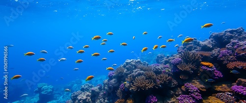 A tranquil underwater scene wallpaper representing the water element, filled with colorful fish and coral reefs.