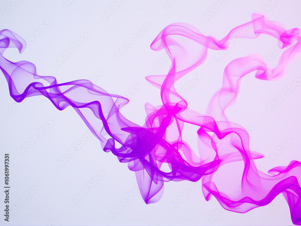 Fototapeta premium Animated purple smoke swirls gracefully against a clean white background, creating a mesmerizing visual effect